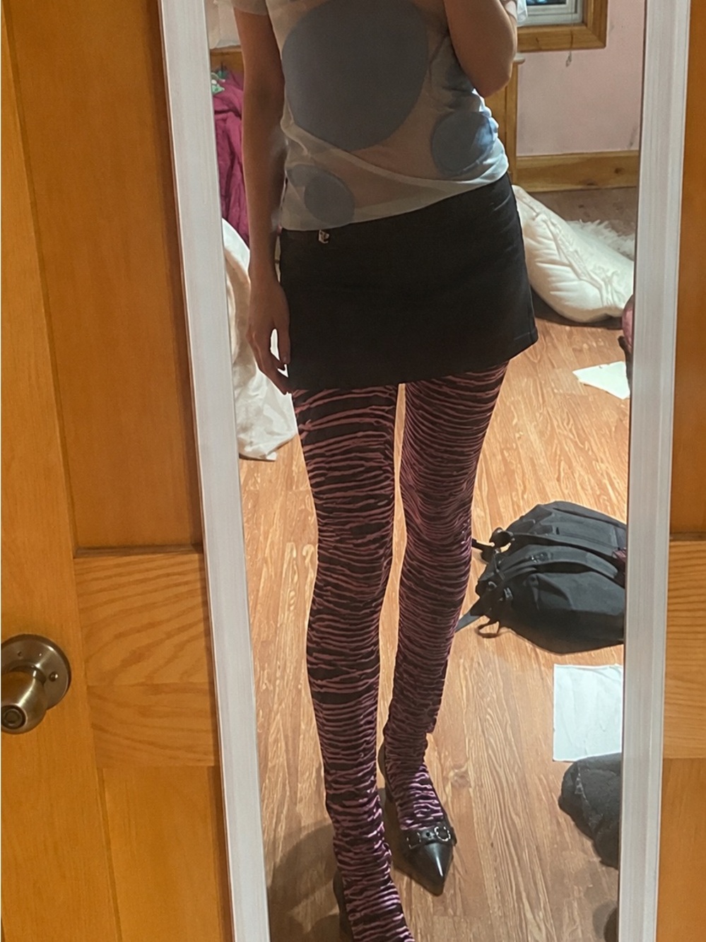 Black Mini Skirt with Pink Zebra Leggings